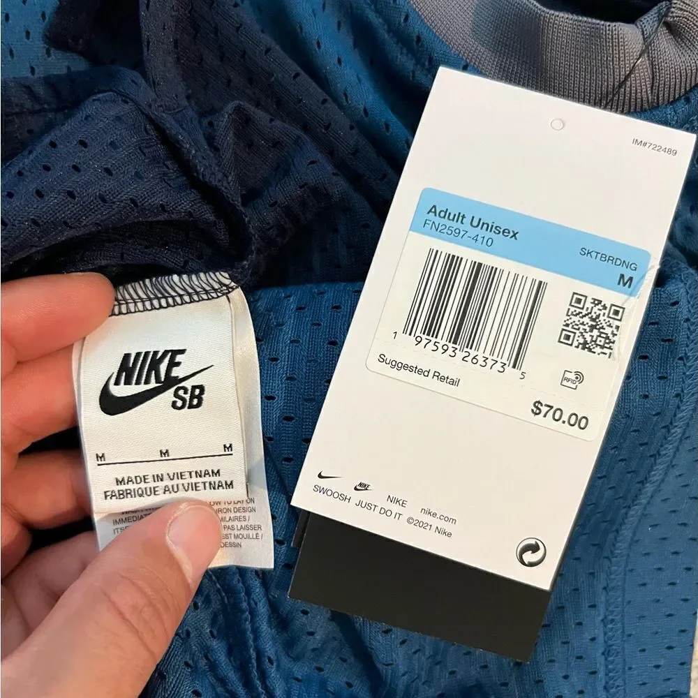 NIKE SB Basketball Jersey Top Unisex Adult Blue Gray Reversible Mesh